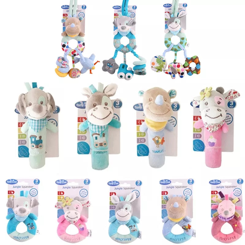 Baby Rattle Toys Early Educational Dolls Newborn Cartoon Animal Infant Toddler 0-12 Months Plush Mobile Ring Bell Toy speelgoed