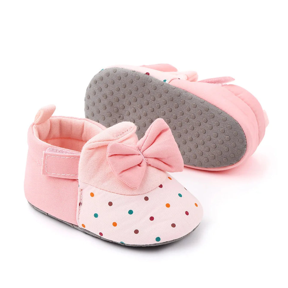 Baby Girl Newborn Shoes Spring Autumn Sweet Cute Non-slip Baby Shoes Big Bow Knitted Crib Shoe Toddler First Walkers 0-18M