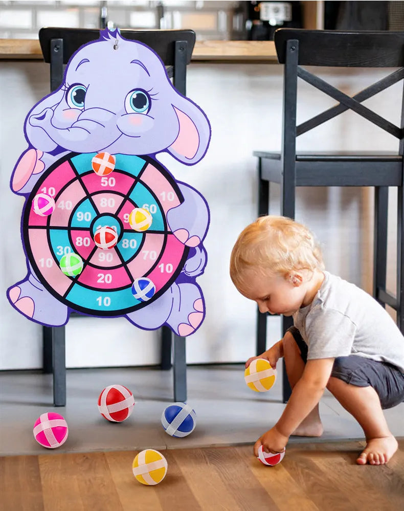 Child Montessori Toys for Kids 2 to 4 Years Old Cartoon Animal Dart Board Sticky Ball Family Interactive Educational Toys Baby