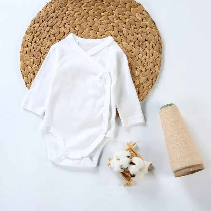 Baby Clothes Romper Baby Boys Clothes Girl Clothes Kids Long Sleeve 100% Cotton Overall White Baby Newborn Overalls Side Opening