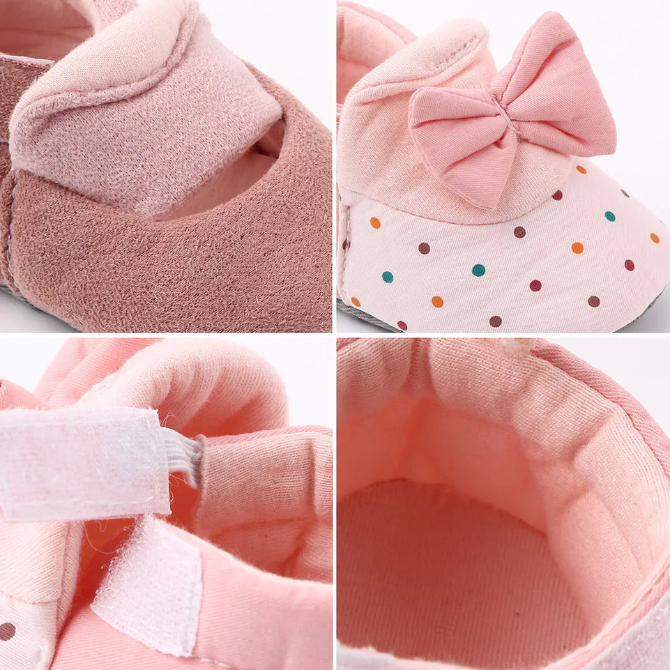 Baby Girl Newborn Shoes Spring Autumn Sweet Cute Non-slip Baby Shoes Big Bow Knitted Crib Shoe Toddler First Walkers 0-18M